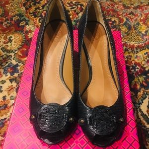 Tory Burch open toe wedge shoes